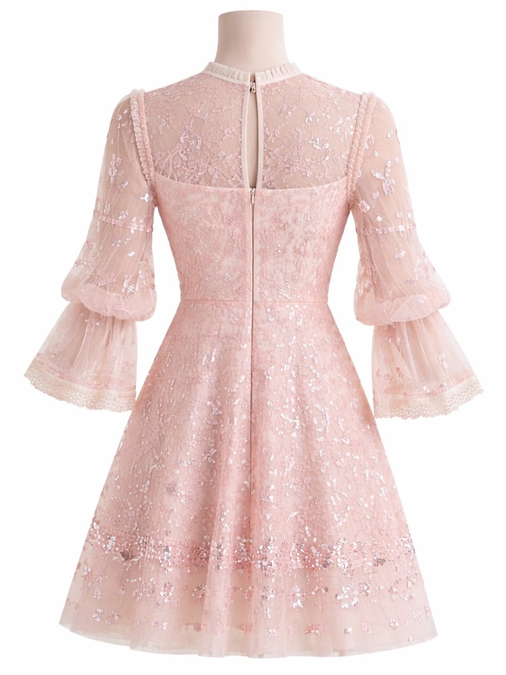 Needle & Thread Blush Pink Sequin Mini Dress Size 2 Romantic - Picture 3 of 13